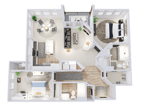 Floor plan for 2 beds, 2 baths, 1252 sqft